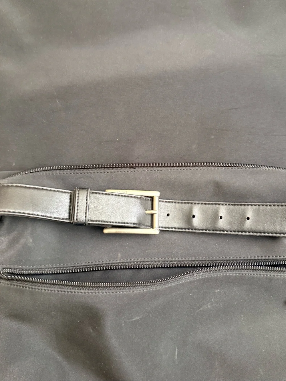DKNY Black Nylon Messenger Bag with Silver Logo Plate